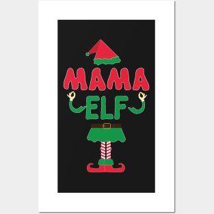 Funny Christmas Mama Elf Matching Family Apparel Posters and Art